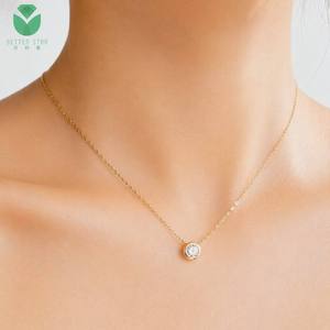 Collana Betterstar con Diamante Taglio Brillante in Montatura a Bolle, Certificato IGI, Diamante Coltivato in Laboratorio, Oro Giallo 14K/18K, Solitario <span class=keywords><strong>di</strong></span> Lusso - Product Image 2