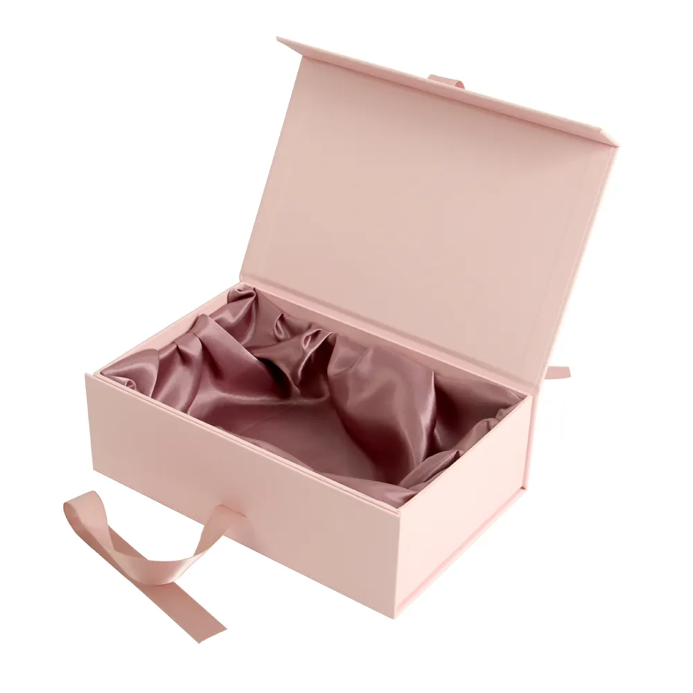 WALKIN Ankunft für einfache elegante faltbare magnetische rosa Kleidung Perücken Hut Handtasche Geschenk verpackung Papier box mit Satin und Band