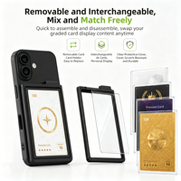 Casing HP Hybrid 2 in 1 Anti-Sidik Jari Tahan Banting TPU PC untuk 18 Pro Max dengan Penyangga Kartu Bertingkat yang Dapat Dilepas