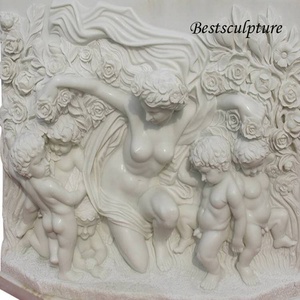 Hand geschnitzte Steins chnitz produkte Wandbehang Marmor Relief Nackte Dame mit Glas Griechische Statue Skulptur - Product Image 6