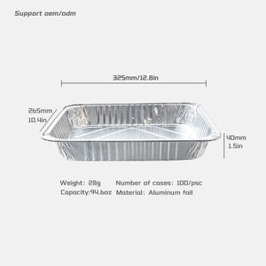 حاوية طعام من رقائق الألومنيوم للاستخدام مرة واحدة سعة 3000 مل، مقاس 325*265*40 ملم، علبة تعبئة للوجبات الجاهزة وحاوية للطهي - Product Image 2