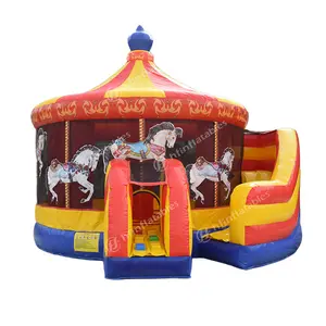Springkastelen Circus Stuiterende Thema Zomer Outdoor Speelgoed Carrousel Opblaasbare Bounce House