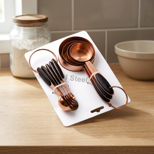 Stainless Steel Measuring Cups and Spoons Set Kitchen Metal Measuring Tools with <b>Ring</b> Handle for Baking <b>Cooking</b> - Product Image 2