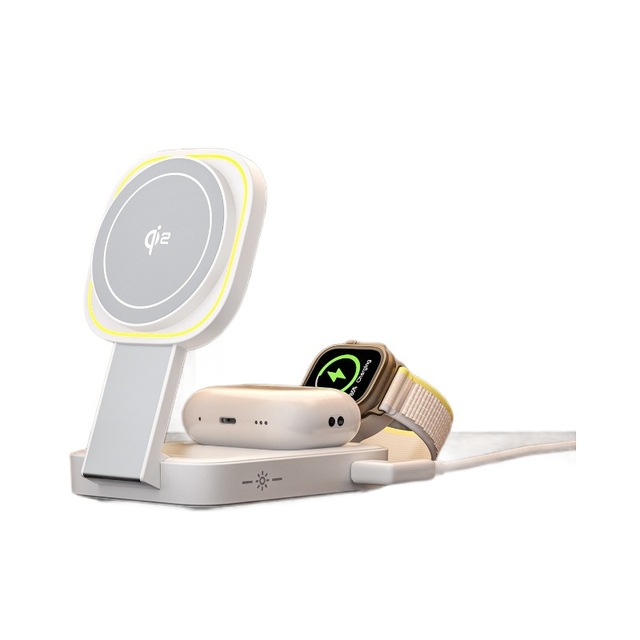 New Brand 3-in-1 Wireless Charger Qi2 Certified MagS Compatible for Mobile Phone Earphones Watch 15W Magnetic Charger Station