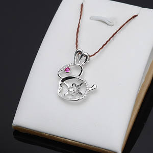 Pendentif lapin en argent S925, pendentif du zodiaque féminin DIY, pendentif Xiang, accessoires en perles 9-11, plateau vide, composants semi-bijoux - Product Image 4