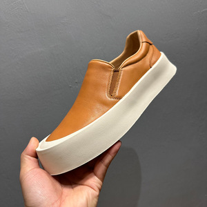 Baskets compensées en cuir marron pour hommes, faites à la main, style minimaliste, décontractées, confortables, chaussures robustes, chaussures de course pour femmes - Product Image 1