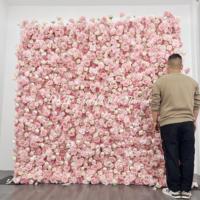 Muro de Flores 5D OEM, Lujoso y Hermoso Fondo de Pared de Flores Artificiales de 8 pies x 8 pies, Decoración para Bodas, Fiestas y Hogar