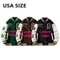 संयुक्त राज्य अमेरिका आकार कस्टम लोगो आस्तीन कढ़ाई काले पुरुषों की जैकेट बड़े कॉलेज बेसबॉल लेटरमैन Puffer कस्टम विश्वविद्यालय जैकेट
