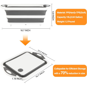 Planche à découper pliable multifonctionnelle de taille M / L / XL, 8L 16L 30L, couleur personnalisée, pour la préparation des repas, la marinade, la préparation des aliments, le barbecue - Product Image 2