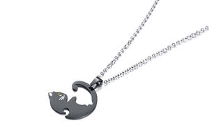 Set di 2 Collane con Ciondolo a Forma di Coppia di Gatti in Acciaio Inossidabile, Collana dell'Amicizia con Pezzi di Puzzle Yin <span class=keywords><strong>Yang</strong></span> Abbinati, Regalo - Product Image 4
