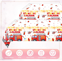 Kit de Fournitures pour Fête d'Anniversaire Thème Camion de Pompiers : Assiettes en Carton, Gobelets, Serviettes, Nappe, Couverts, Bannière Suspendue, Guirlande, Vaisselle