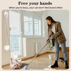 Jouet pour <span class=keywords><strong>chat</strong></span> suspendu automatique rechargeable, interactif, pour chats d'intérieur, avec corde élastique et balle en peluche - Product Image 5