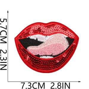 Parches Bordados con Lentejuelas Mini de la Serie Labios Rojos Sexys con Diseños Mixtos de Sarga, Cereza y Fresa, Termoadhesivos para Sombreros y Ropa - Product Image 6