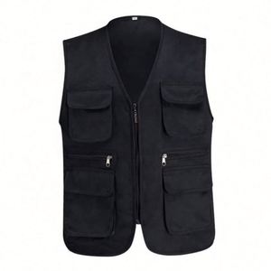 Professional Custom Cotton Polyester Men's Summer Long Multi-Pocket Cargo Vest Work Waistcoat Sport Vest - Product Image 5