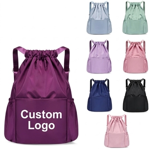 Custom Logo <b>Drawstring</b> <b>Backpack</b> Sports Gym Cinch Sack Bag Waterproof Nylon String <b>Backpacks</b> for Shopping Travel School Wholesale - Product Image 1