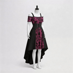 Vestido Gótico Retro con Cola de Pez para Mujer, Disfraz de Vampiresa para Halloween, Disfraz de Reina Oscura, Falda de Encaje Negra y Morada - Product Image 2