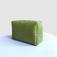 Tas Kosmetik PVC Bubble Fabric Terbaru, Laris Manis, Kapasitas Besar, Bordir Garis-Garis, Tas Perjalanan
