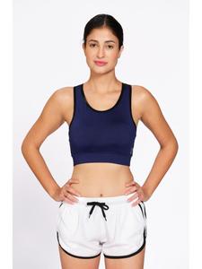 Sujetador deportivo de poliéster azul para mujer Munns & Mars, ropa deportiva sólida con almohadillas extraíbles y costuras antideslizantes para gimnasio - Product Image 2
