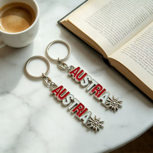 Austria Letter Keychain Zinc Alloy Enamel Souvenir Metal <b>keyring</b> custom shape design metal keychain - Product Image 4