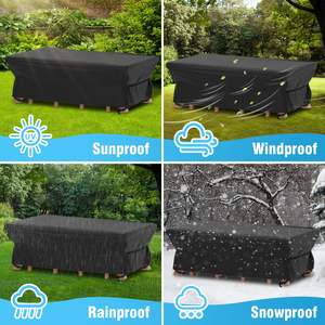 Patio Bàn Ghế Set Bìa Bền Hình Chữ Nhật Đồ Nội Thất Bìa Gió Bụi Bằng Chứng Chống Uv Đồ Nội Thất Ngoài Trời Bìa Không Thấm Nước - Product Image 6