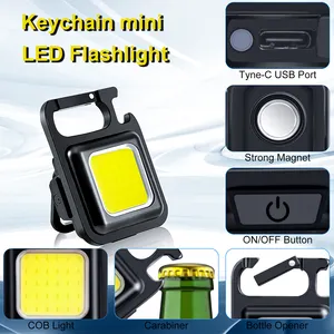 Mini lanterna portátil usb, recarregável, cob, trabalho, luz, bolso, 3 modos de luz, chaveiro brilhante, para acampamento