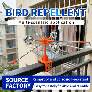 Répulsif solaire pour oiseaux avec plusieurs sons 360° °   Éloigne-oiseaux rotatif automatique anti-pigeons, protection des oiseaux pour jardin extérieur - Product Image 5