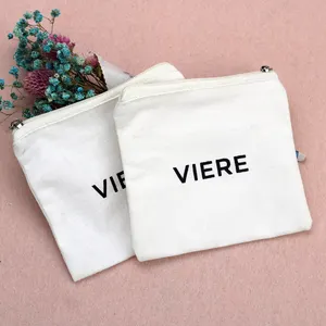 Bán Buôn Logo In Ấn Tùy Chỉnh Bông Make Up Túi Vải Mỹ Phẩm Pouch