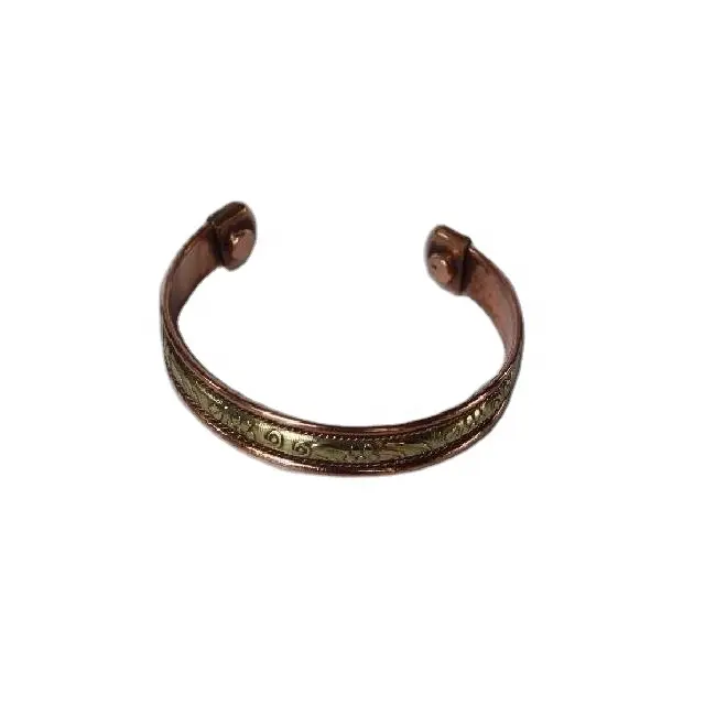 Pulseira magnética de cobre e bronze vestindo, tem benefícios para a saúde bracelete de metal de cobre para terapia magnética