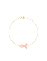 Bracelet en acier inoxydable plaqué or 18 carats avec ruban rose émaillé Jietao, bijoux personnalisés pour la sensibilisation au cancer du sein pour femmes, résistant à l'eau