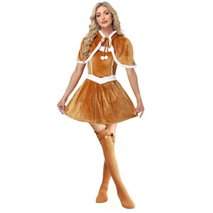 Costume de <span class=keywords><strong>renne</strong></span> marron pour <span class=keywords><strong>femme</strong></span>, pour Noël, le Nouvel An, les fêtes, cosplay, avec chaussettes KCFC-035 - Product Image 1