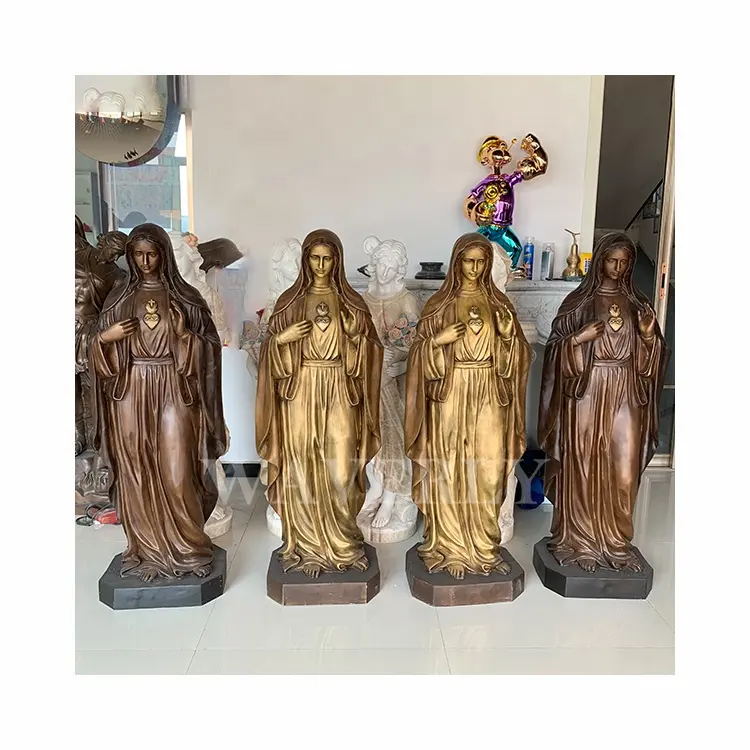 Venta al por mayor de bronce figuras religiosas estatua decoración de jardín gran tamaño natural al aire libre bronce Santa Virgen María estatua para la venta