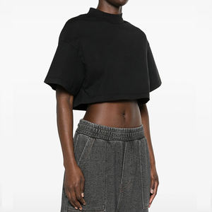 Camiseta de hombre de algodón 100% de alto gramaje, de punto, con letras desgastadas, oversize, corta, con hombros caídos, corte cuadrado, cuello grueso, casual - Product Image 2