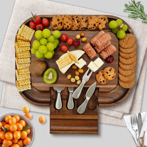 <span class=keywords><strong>Plateau</strong></span> à <span class=keywords><strong>fromage</strong></span> coulissant haut <span class=keywords><strong>de</strong></span> gamme avec un ensemble <span class=keywords><strong>de</strong></span> 4 couteaux à <span class=keywords><strong>fromage</strong></span> pour les fêtes <span class=keywords><strong>de</strong></span> fin d'année, la décoration <span class=keywords><strong>de</strong></span> Noël, les plateaux <span class=keywords><strong>de</strong></span> nourriture - Product Image 5