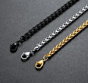Chain Necklace High Quality Stainless Steel Waterproof Long Neck Chain Gold Men 18k 3mm Twist Rope Necklace