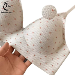 Sujetador de realce suave antiflacidez para <span class=keywords><strong>mujer</strong></span>, copa de gota Floral pequeña, nubes, sin rastro, sin alambre, cierre de ganchos transpirables para pecho pequeño - Product Image 1