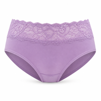 Culottes taille mi-haute en dentelle lavande pour femme, avec ceinture florale en dentelle, romantiques, extensibles, tricotées, avec entrejambe en Spandex/Nylon