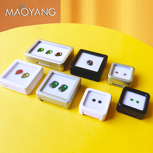 Caja de Embalaje Personalizada para Joyería, Caja de Exhibición para Diamantes y Piedras Preciosas, Caja de Almacenamiento para Piedras Preciosas con Tapa Abatible y Cubierta de Vidrio Transparente - Product Image 3