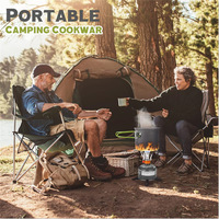 Ultraleichtes Aluminium-Outdoor-Kochgeschirrset zum Wandern und Picknicken von Camping töpfen aus strap azier fähigem Metall