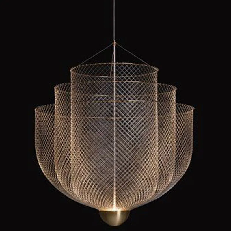 Золотая светодиодная современная люстра в виде клетки с птицами, ночник, лампа, люстра в сетку, освещение