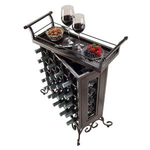 DB Silvano Luxury <b>Metal</b> <b>Wine</b> <b>Rack</b> 5x5 with Removable Tray Dark Bronze Iron <b>Wine</b> Holder for Barware and Decor - Product Image 4