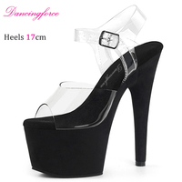 17CM / 7 pouces TPU supérieur femmes mode talon haut plate-forme bride à la cheville sandales pôle chaussures de danse