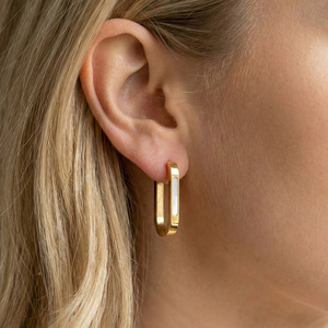 Pendientes de Aro Rectangulares Geométricos para Mujer, Chapados en Oro, Acero Inoxidable, Diseño Moderno y Minimalista, Regalo - Product Image 2