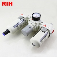 RIH AC4000-04D Unité FRL (Filtre, Régulateur, Lubrificateur) pneumatique à purge automatique, pour traitement de l'air, trois unités