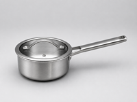 Casserole en acier inoxydable tri-couches avec couvercle en verre, fabrication OEM ODM, pot à lait entièrement plaqué