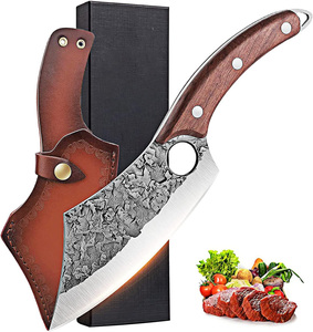 سعر تنافسي نوعية جيدة الفولاذ المقاوم للصدأ شفرة حادة سكين منحنية صغيرة مع أغلفة جلدية للحوم الفاكهة والخضراوات - Product Image 1