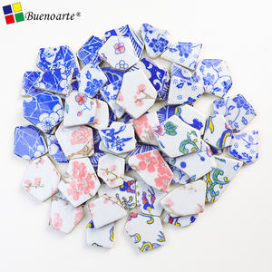 <span class=keywords><strong>Azulejos</strong></span> de <span class=keywords><strong>Mosaico</strong></span> de Cerámica Rota, Modernos, Esmaltados, Irregulares, Azules y Blancos, <span class=keywords><strong>Azulejos</strong></span> de <span class=keywords><strong>Mosaico</strong></span> de Porcelana para Manualidades al Aire Libre - Product Image 3