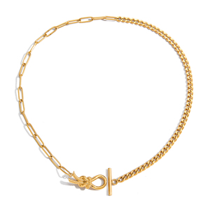 Collar J&D de Acero Inoxidable Chapado en Oro de 18K, Diseño Clásico de Nudo Hércules, Cierre Asimétrico OT - Product Image 5