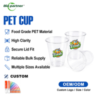 Vente en gros de gobelets en PET pour boissons froides, café, bière, smoothies, jetables, en plastique, 12, 16, 20 oz, pour emporter, restaurant, avec couvercles