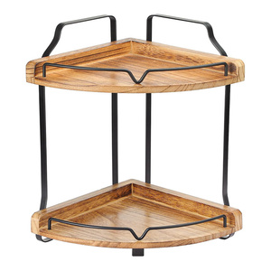 Étagères d'angle d'armoire Étagère d'angle de comptoir de cuisine à 2 niveaux <span class=keywords><strong>Petite</strong></span> étagère d'organisation de comptoir en bois Étagère à épices et étagère de rangement - Product Image 1