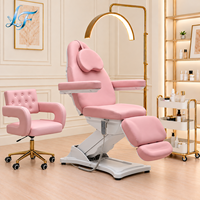 Table de massage électrique rose pour esthéticienne, fauteuil inclinable réglable pour salon de beauté
